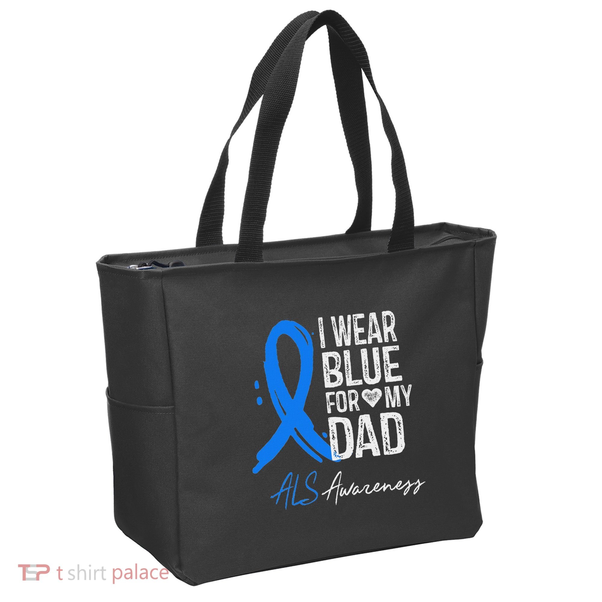 I Wear Blue For My Dad Als Awareness Tote Bag