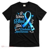 I Wear Blue For Diabetes Awareness Blue Ribbon Womens T-Shirt thumb 0
