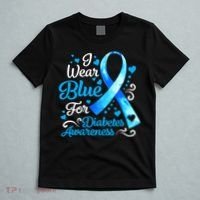 I Wear Blue For Diabetes Awareness Blue Ribbon Womens T-Shirt thumb 5