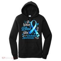 I Wear Blue For Diabetes Awareness Blue Ribbon Womens Women's Hoodie thumb 0