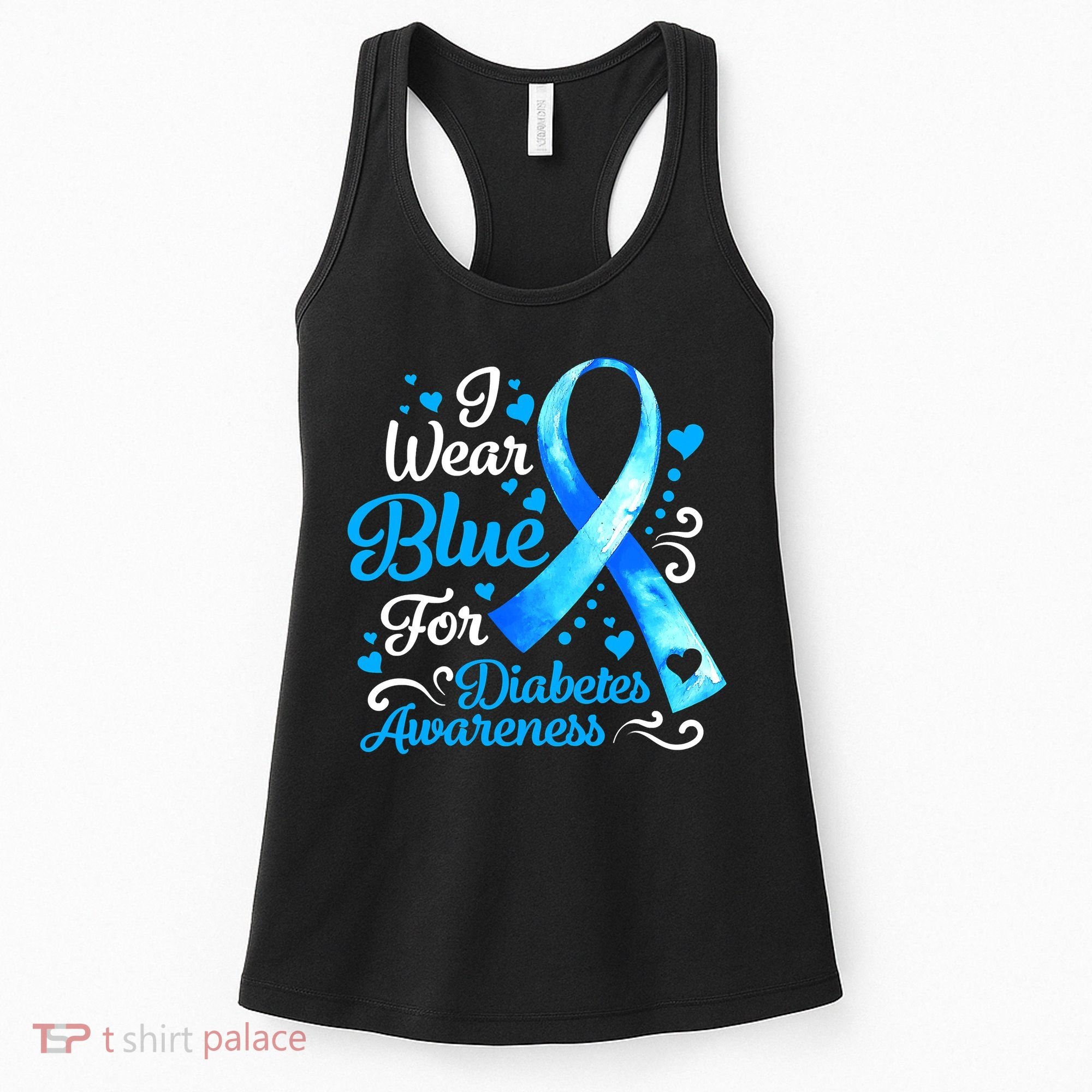 I Wear Blue For Diabetes Awareness Blue Ribbon Womens Women's Tank Top