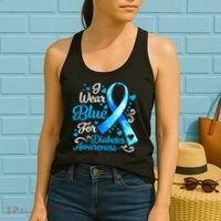 I Wear Blue For Diabetes Awareness Blue Ribbon Womens Women's Tank Top thumb 2