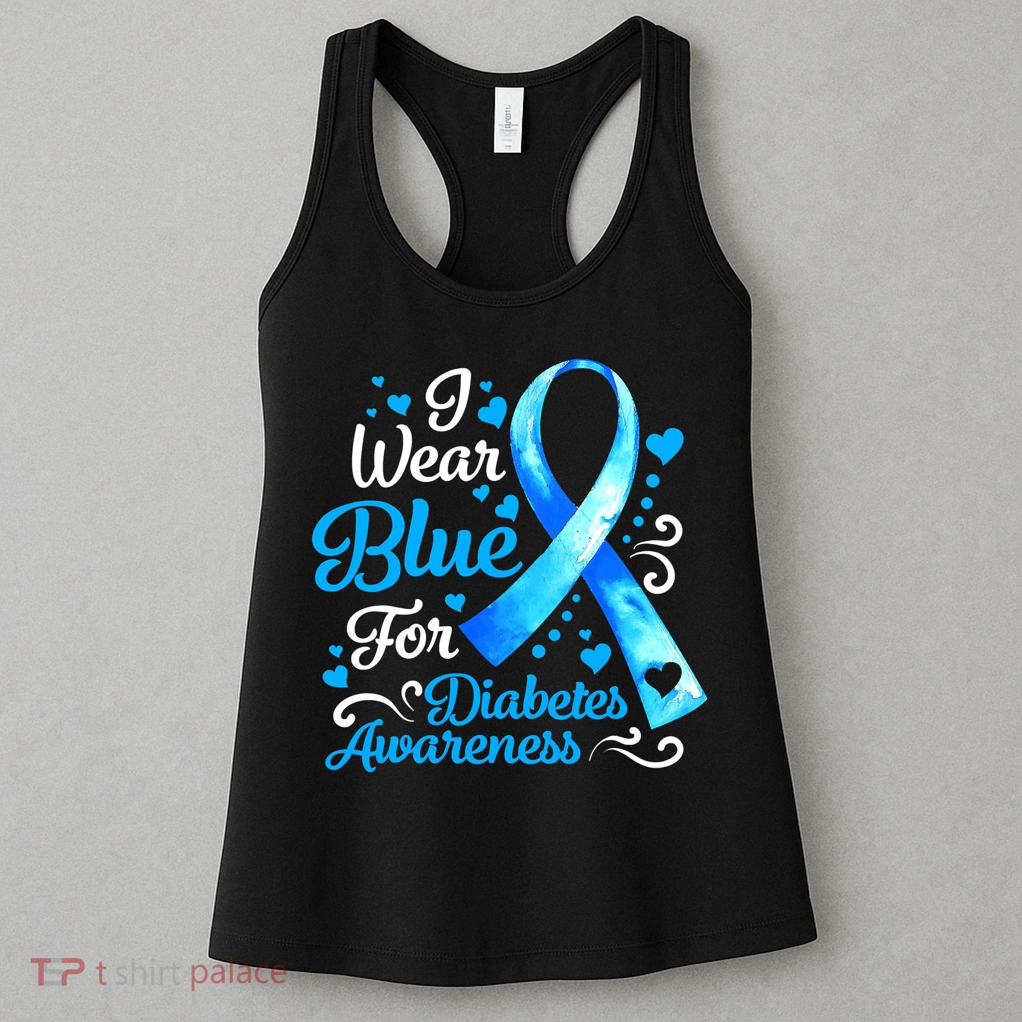 I Wear Blue For Diabetes Awareness Blue Ribbon Womens Women's Tank Top