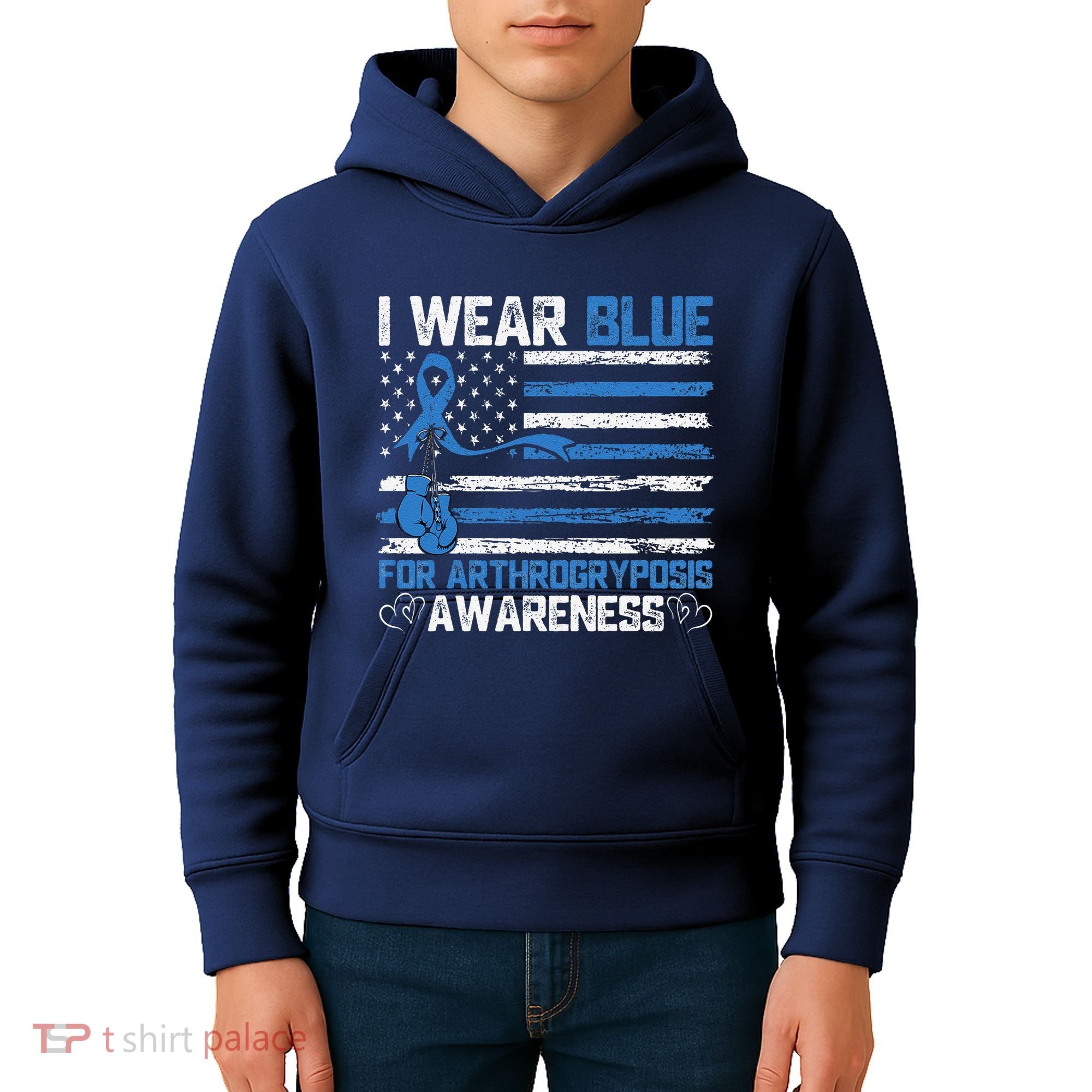 I Wear Blue For Arthrogryposis Awareness Month Kids Hoodie