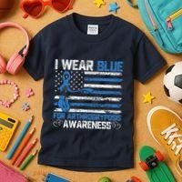 I Wear Blue For Arthrogryposis Awareness Month Kids T-Shirt thumb 3