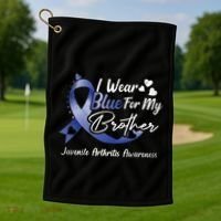 I Wear Blue For My Brother Juvenile Arthritis Awareness Great Gift Golf Towel thumb 1