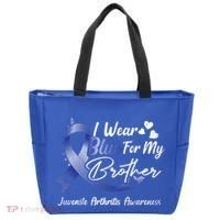 I Wear Blue For My Brother Juvenile Arthritis Awareness Great Gift Tote Bag thumb 0