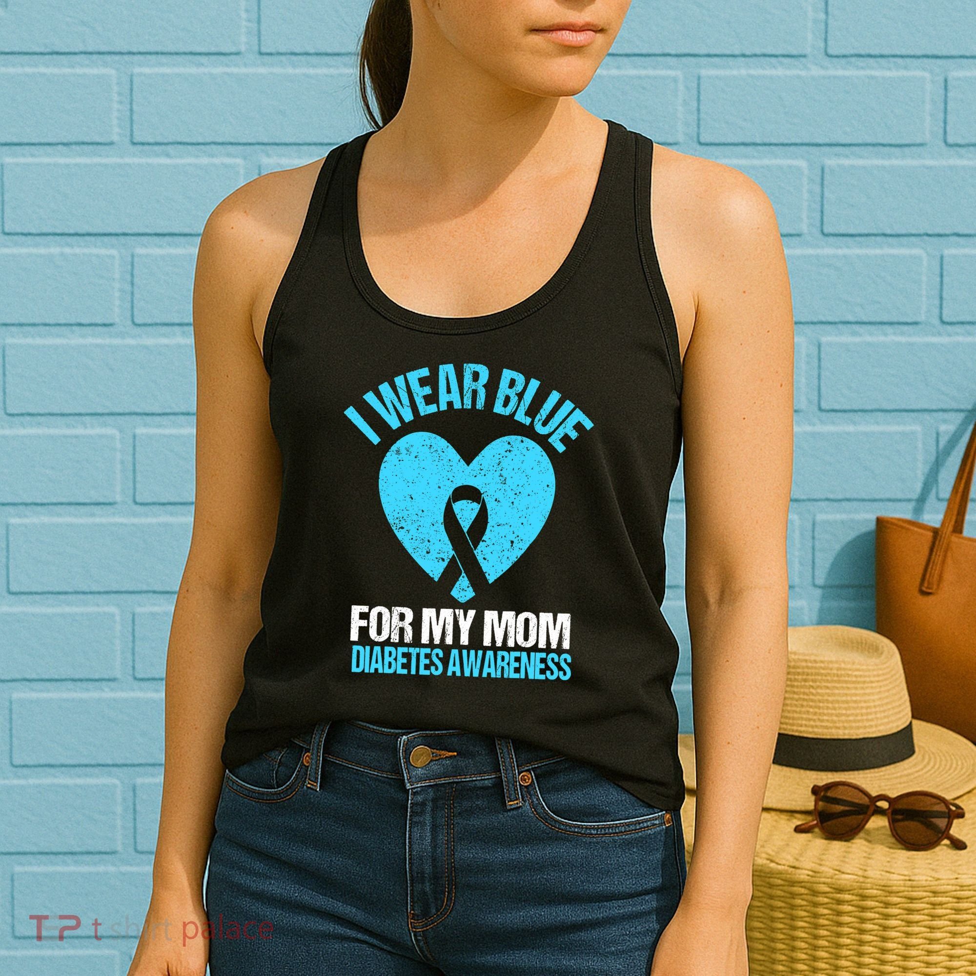 I Wear Blue For My Mom Diabetes Awareness Toddler Women's Tank Top