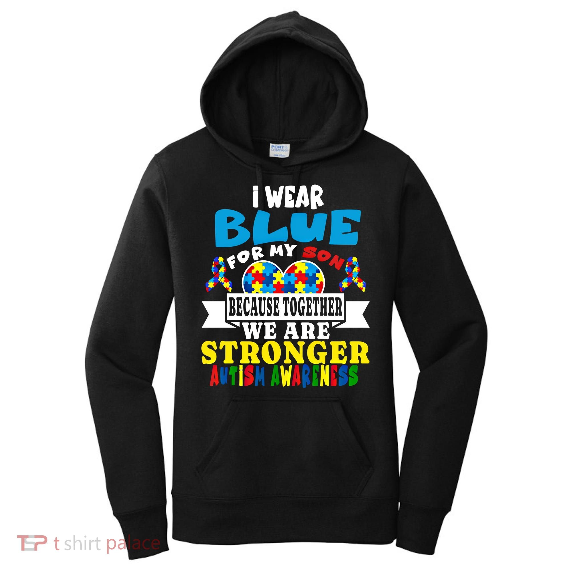 I Wear Blue For My Son Autism Awareness Day Dad Mom Funny Gift Women's Hoodie