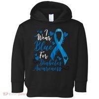 I Wear Blue For Diabetes Ribbon Awareness Toddler Hoodie thumb 0