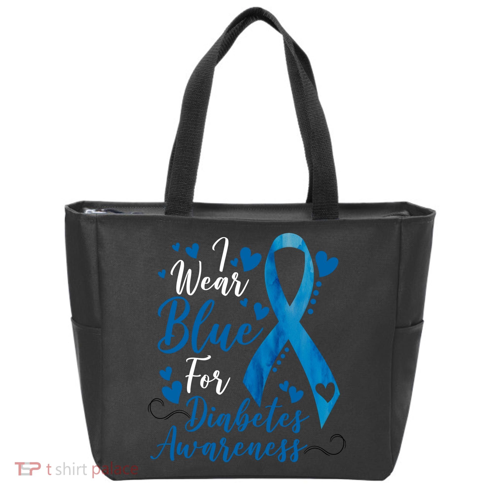 I Wear Blue For Diabetes Ribbon Awareness Tote Bag