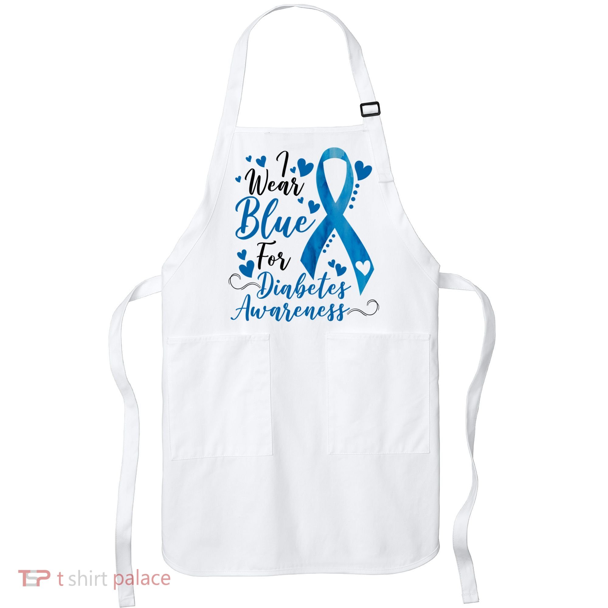 I Wear Blue For Diabetes Ribbon Awareness Apron