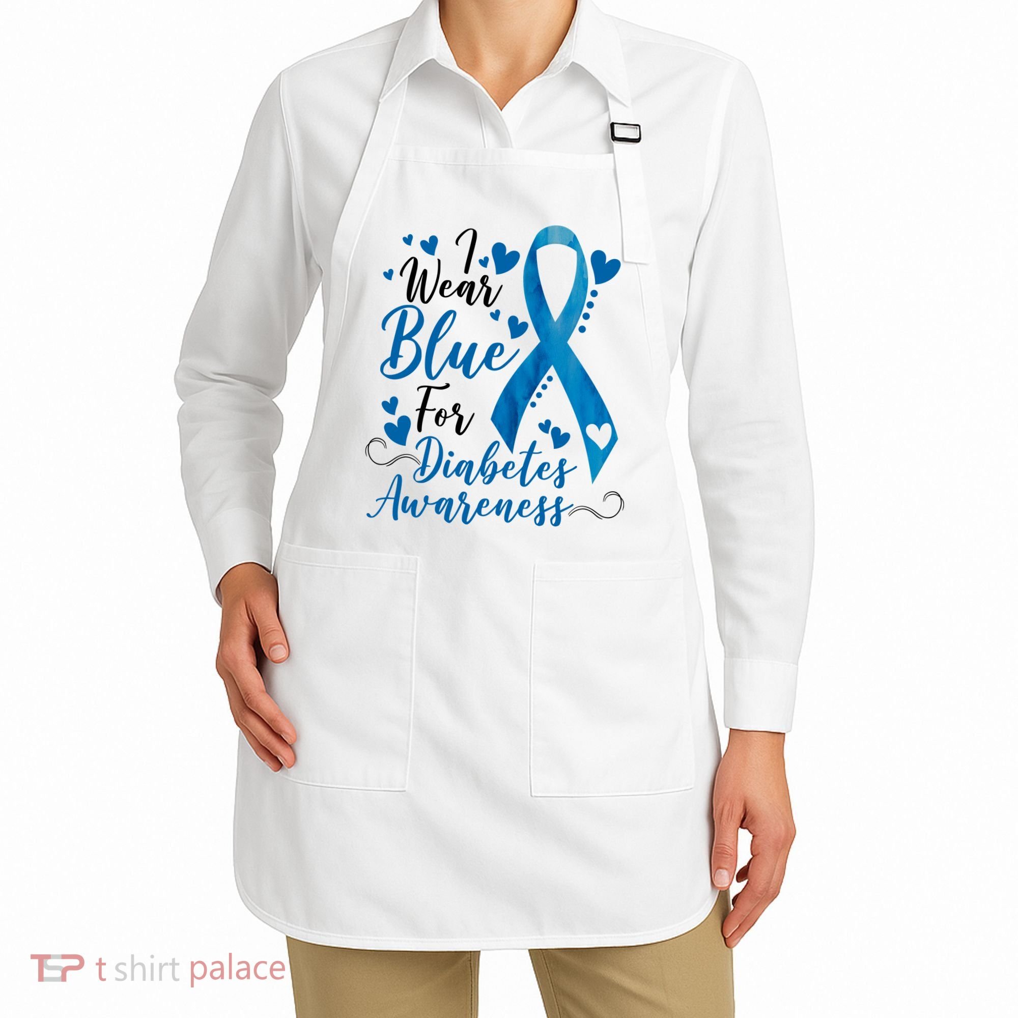 I Wear Blue For Diabetes Ribbon Awareness Apron