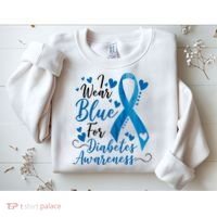 I Wear Blue For Diabetes Ribbon Awareness Sweatshirt thumb 2