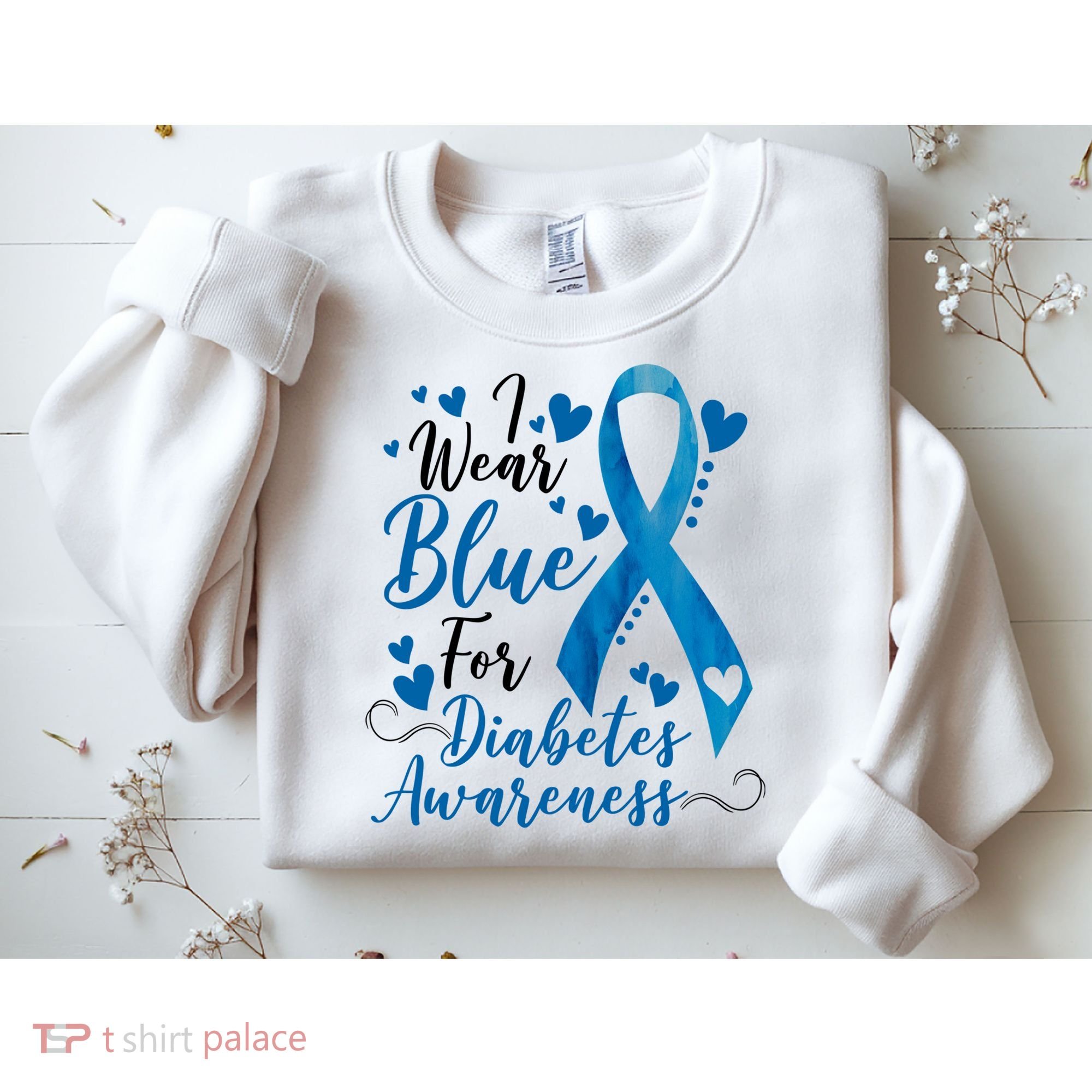 I Wear Blue For Diabetes Ribbon Awareness Sweatshirt