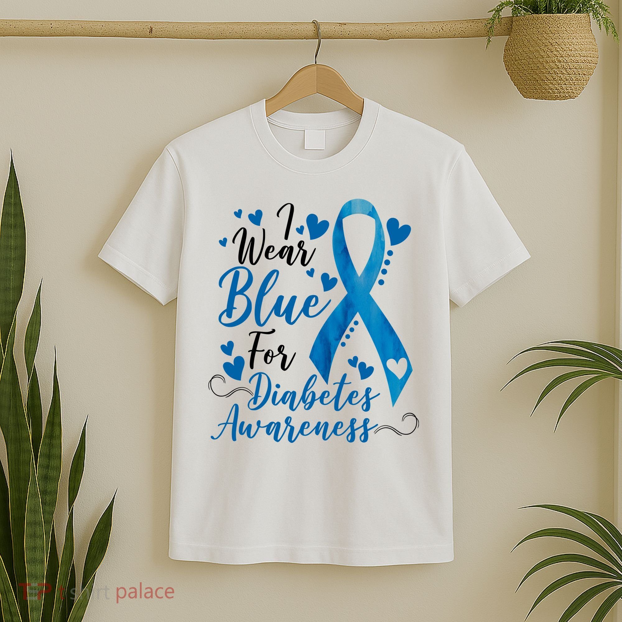 I Wear Blue For Diabetes Ribbon Awareness T-Shirt