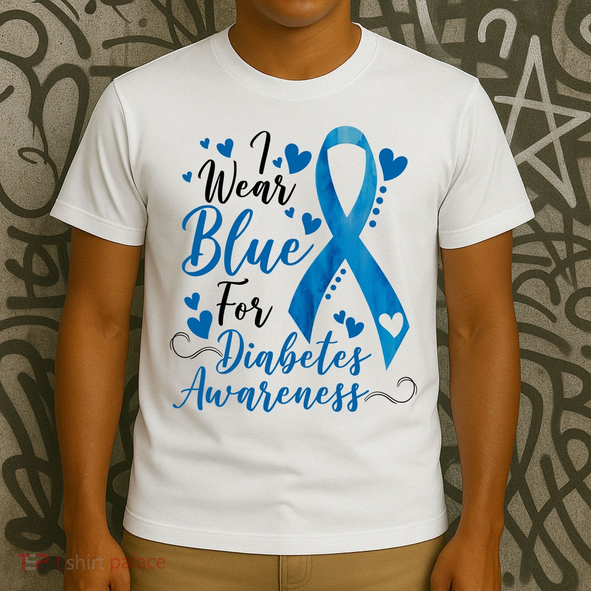 I Wear Blue For Diabetes Ribbon Awareness T-Shirt