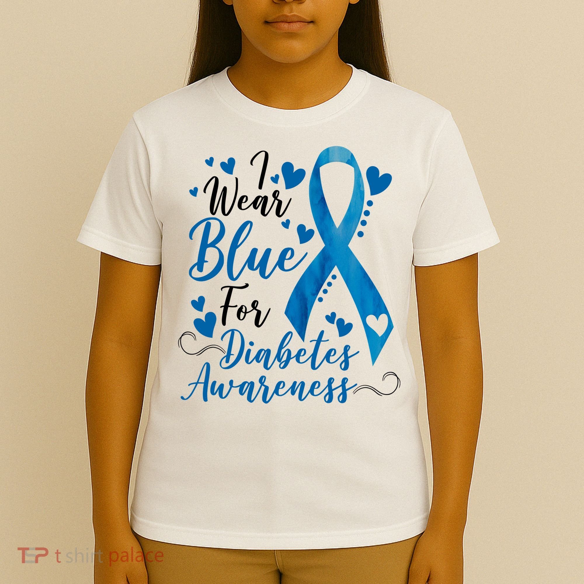 I Wear Blue For Diabetes Ribbon Awareness T-Shirt