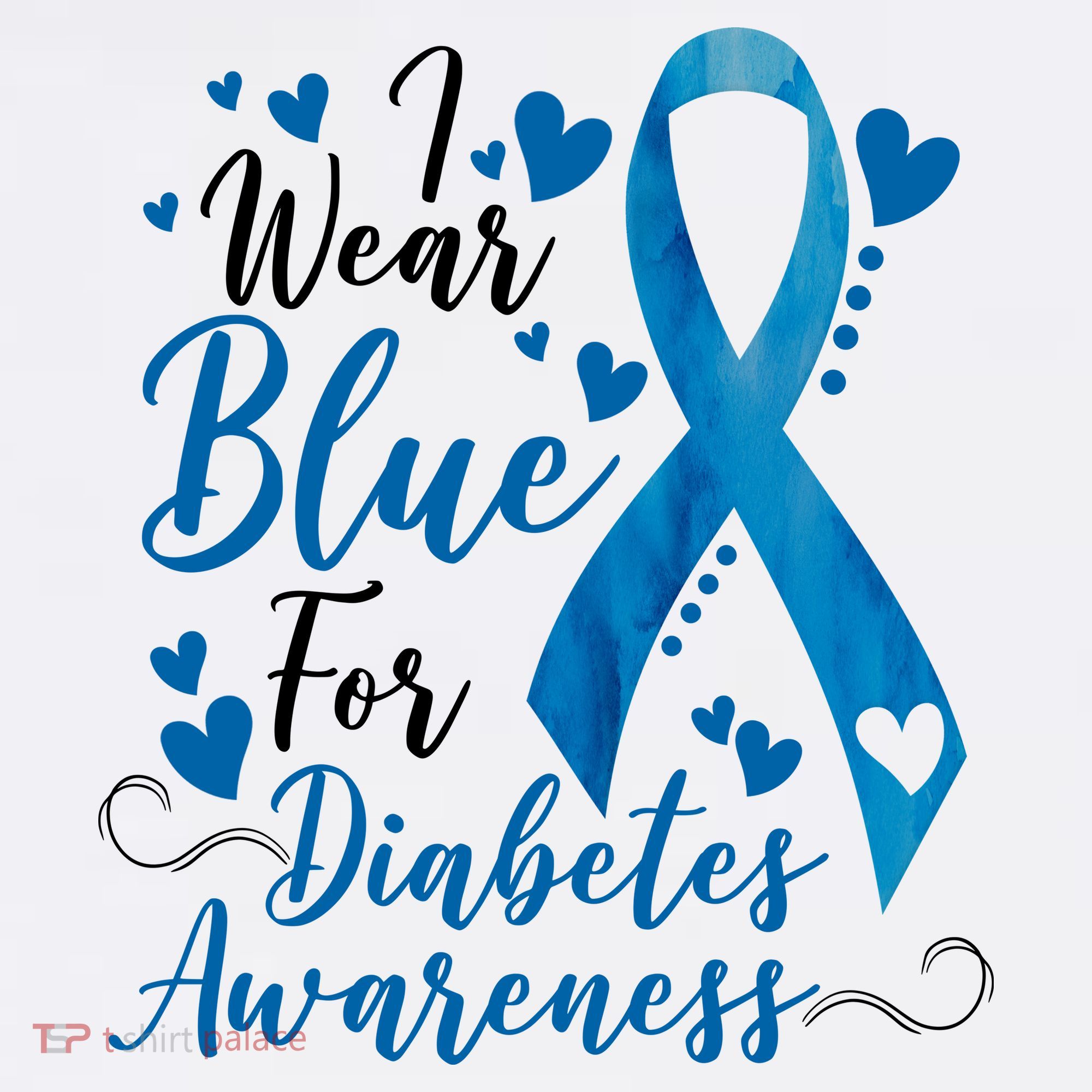I Wear Blue For Diabetes Ribbon Awareness T-Shirt