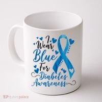 I Wear Blue For Diabetes Ribbon Awareness Coffee Mug thumb 0