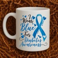 I Wear Blue For Diabetes Ribbon Awareness Coffee Mug thumb 2