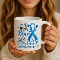 I Wear Blue For Diabetes Ribbon Awareness Coffee Mug thumb 3