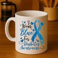 I Wear Blue For Diabetes Ribbon Awareness Coffee Mug thumb 4