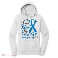 I Wear Blue For Diabetes Ribbon Awareness Women's Hoodie thumb 0