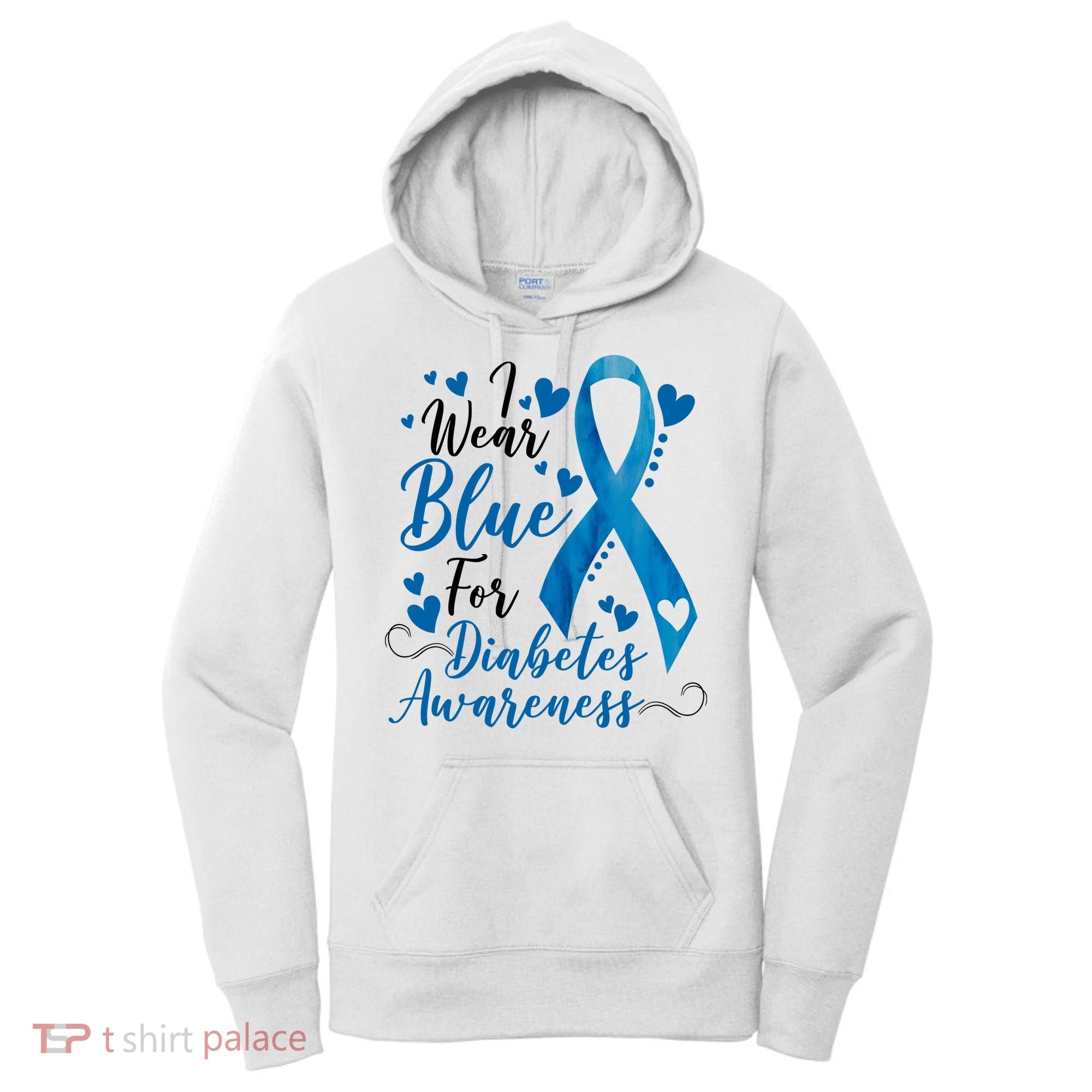 I Wear Blue For Diabetes Ribbon Awareness Women's Hoodie