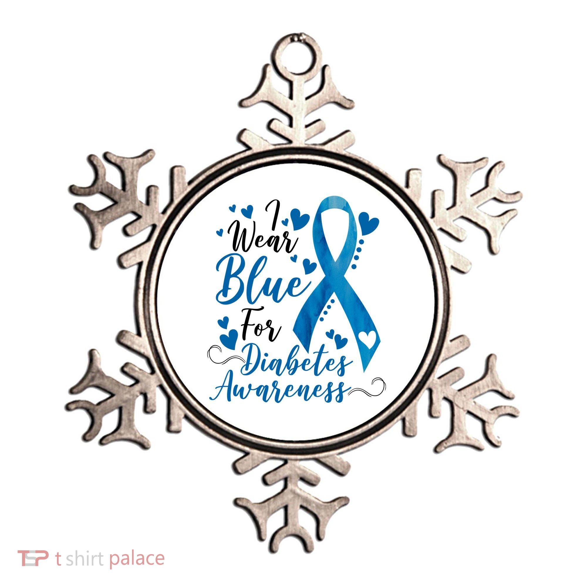 I Wear Blue For Diabetes Ribbon Awareness Ornament