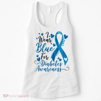 I Wear Blue For Diabetes Ribbon Awareness Women's Tank Top thumb 0