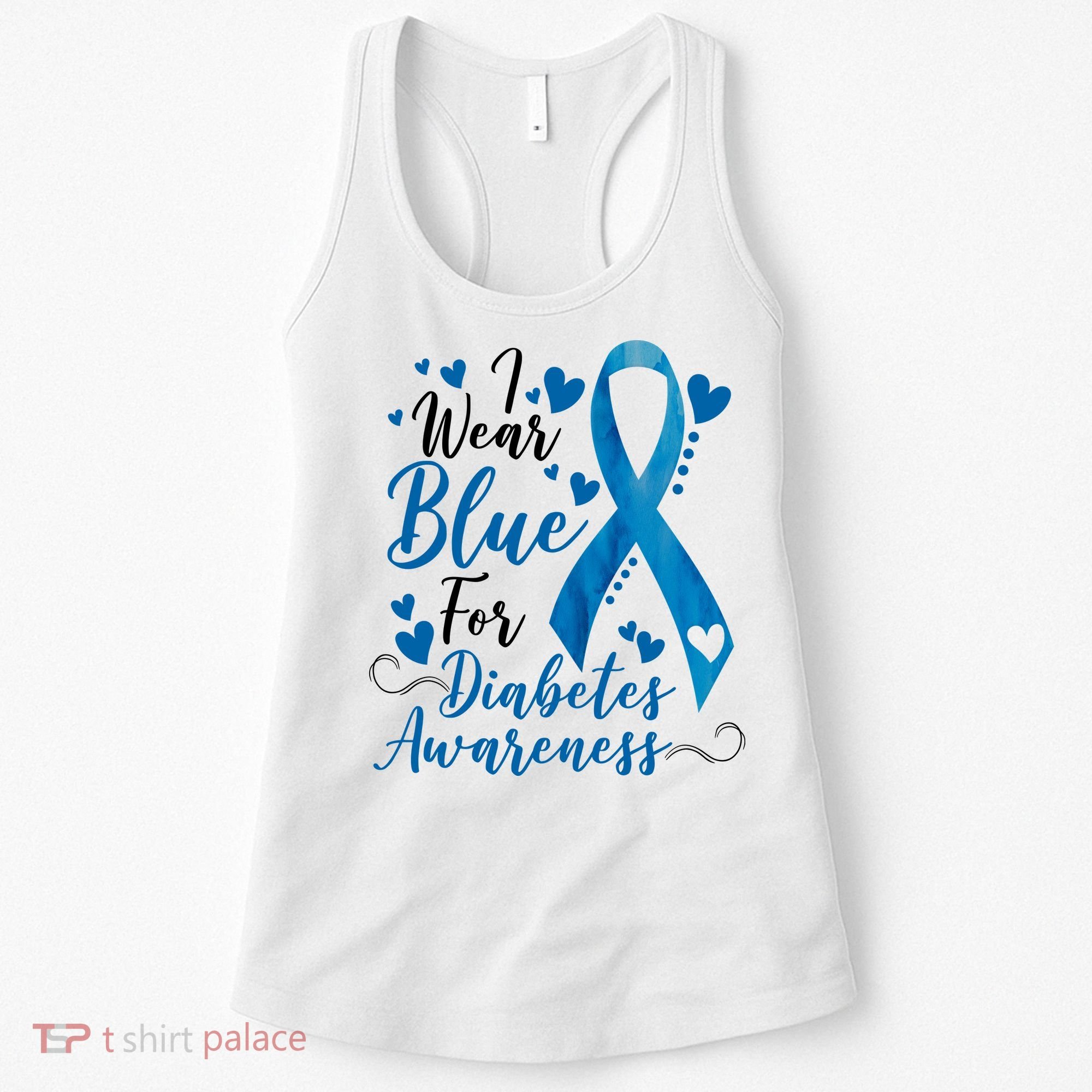 I Wear Blue For Diabetes Ribbon Awareness Women's Tank Top