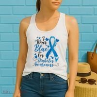I Wear Blue For Diabetes Ribbon Awareness Women's Tank Top thumb 2