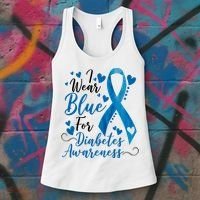 I Wear Blue For Diabetes Ribbon Awareness Women's Tank Top thumb 3