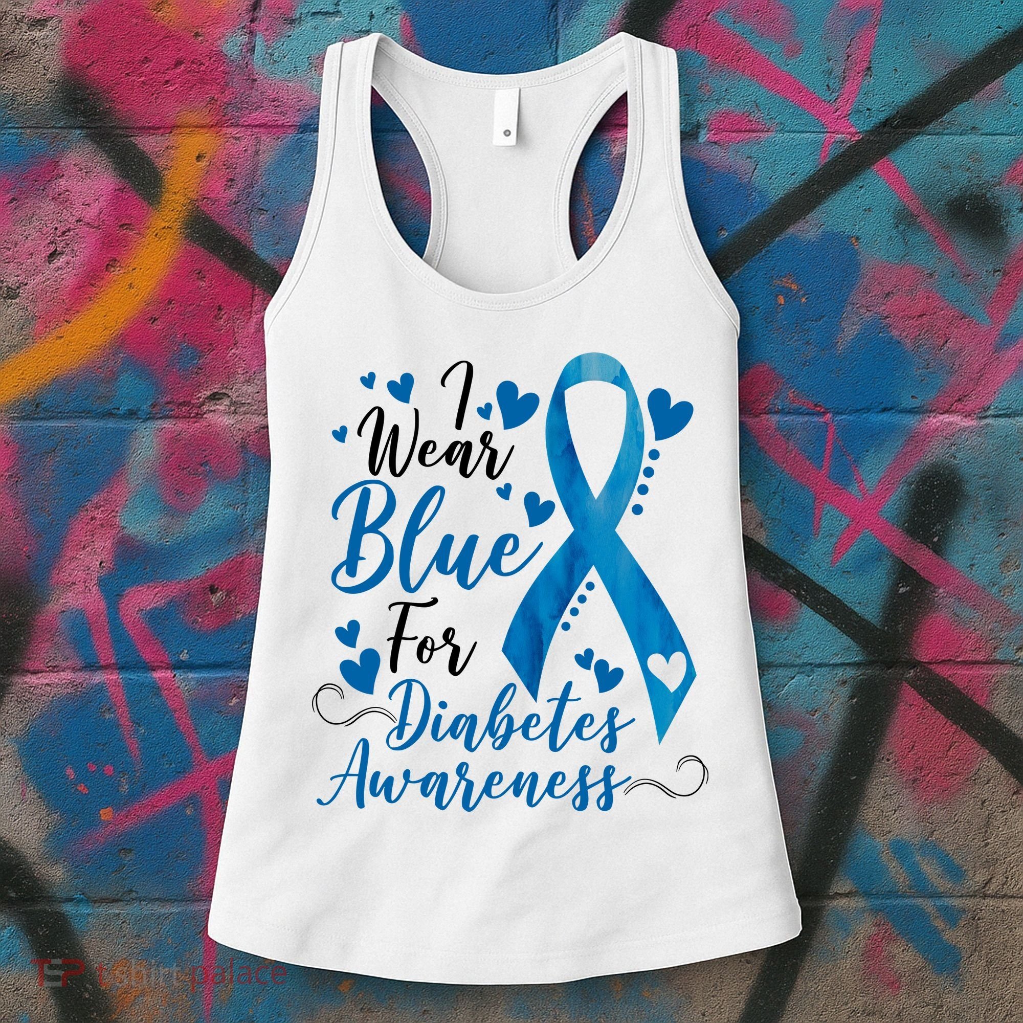 I Wear Blue For Diabetes Ribbon Awareness Women's Tank Top