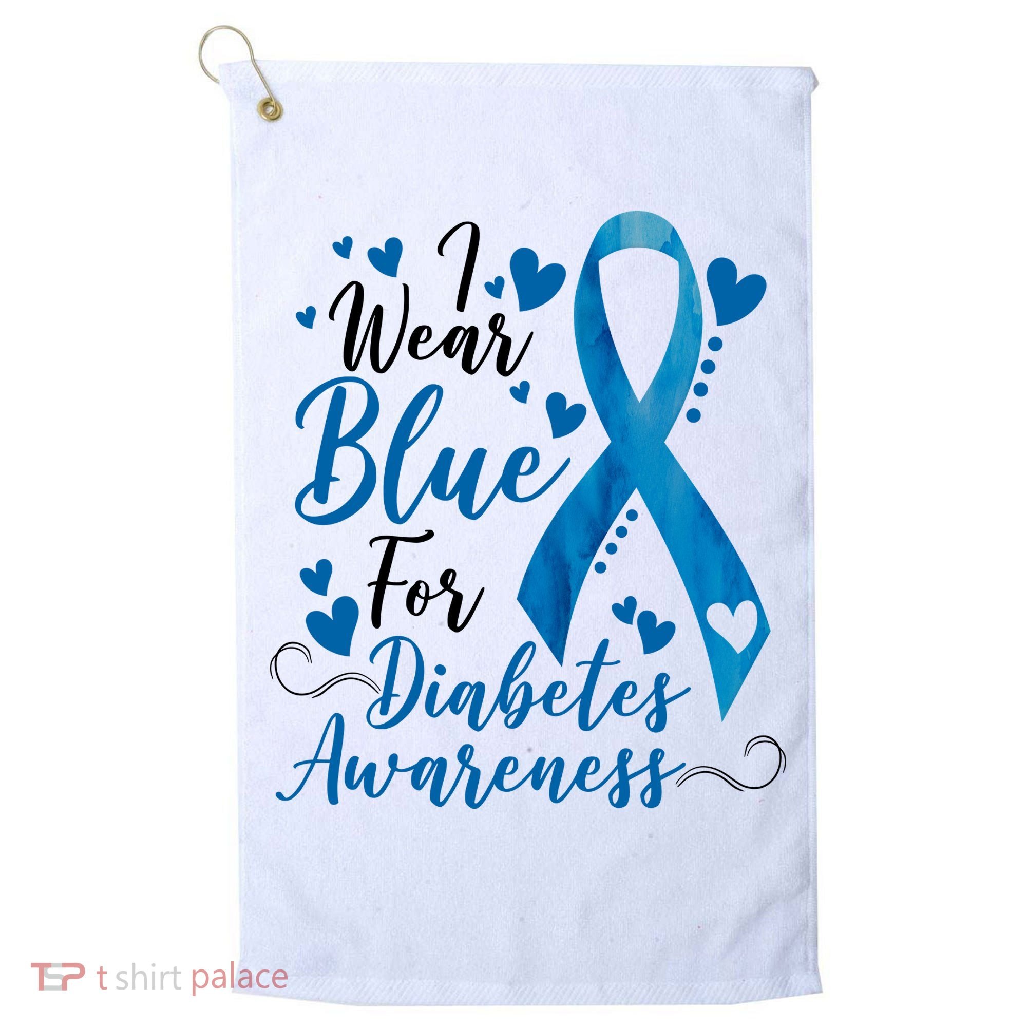 I Wear Blue For Diabetes Ribbon Awareness Golf Towel