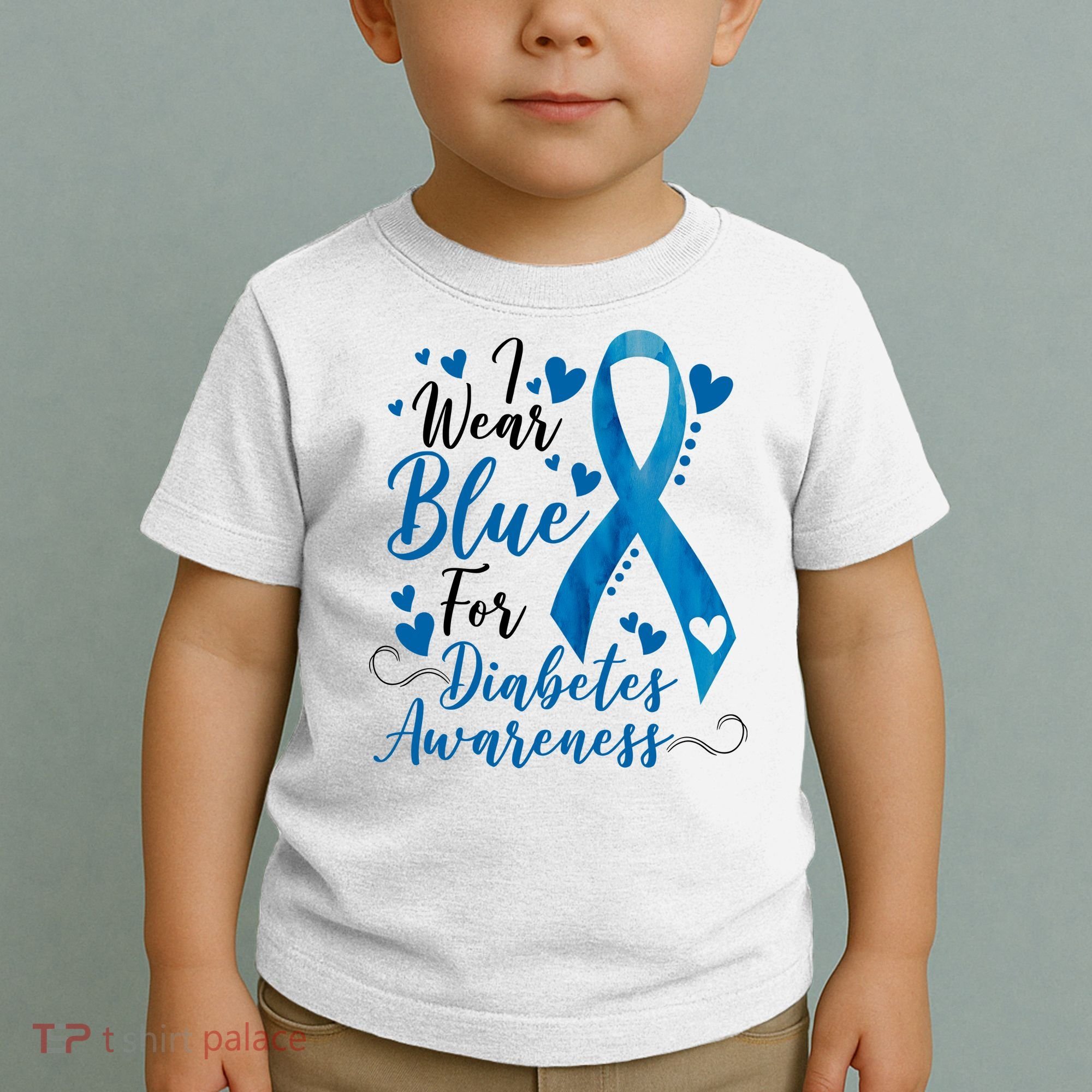 I Wear Blue For Diabetes Ribbon Awareness Toddler T-Shirt