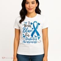 I Wear Blue For Diabetes Ribbon Awareness Women's T-Shirt thumb 4