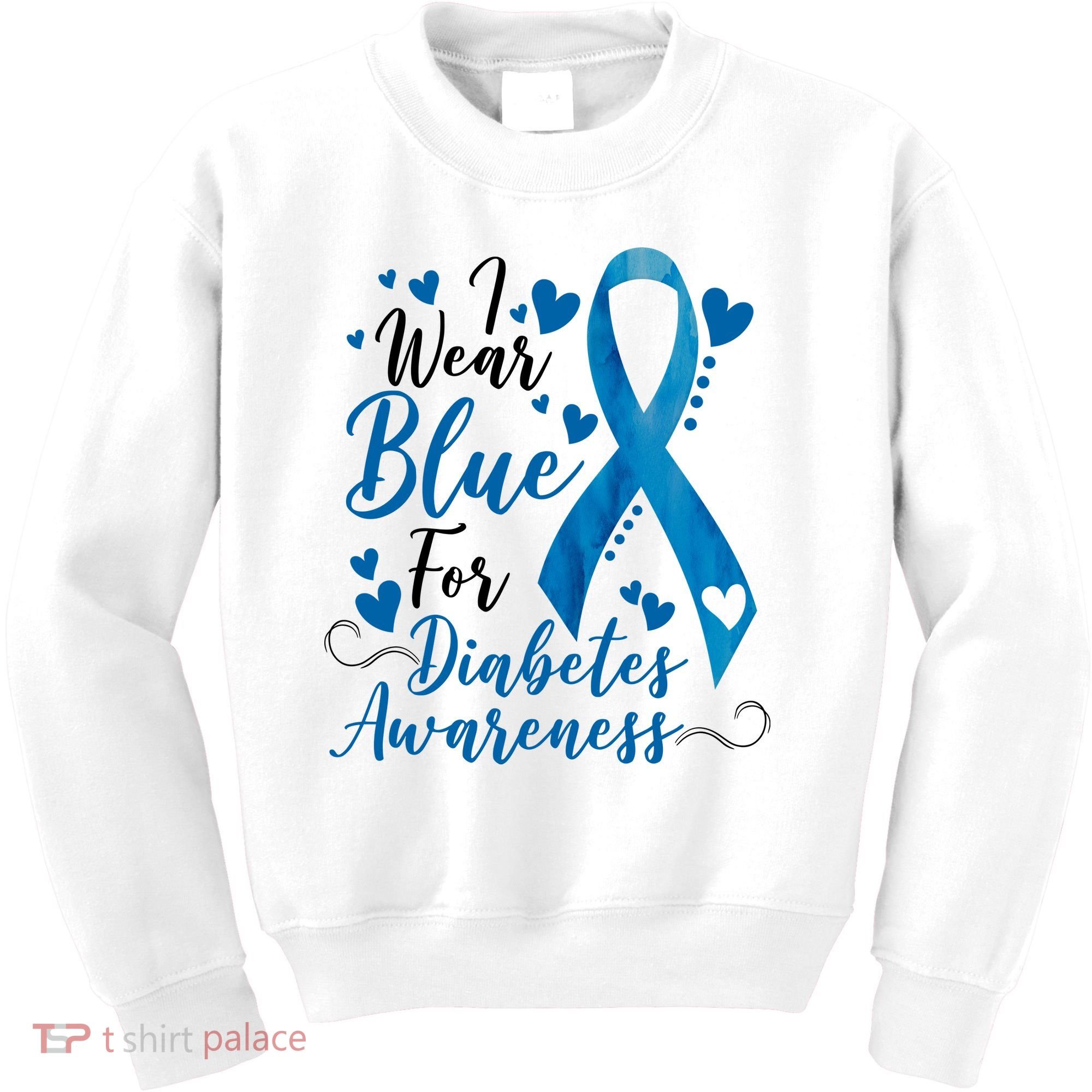 I Wear Blue For Diabetes Ribbon Awareness Kids Sweatshirt