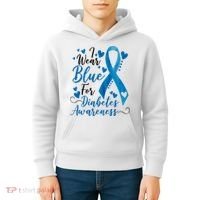 I Wear Blue For Diabetes Ribbon Awareness Kids Hoodie thumb 4