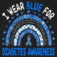 I Wear Blue For Diabetes Awareness Rainbow  Beanie thumb 2