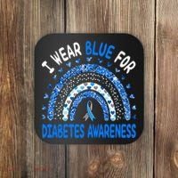 I Wear Blue For Diabetes Awareness Rainbow  Coaster thumb 0