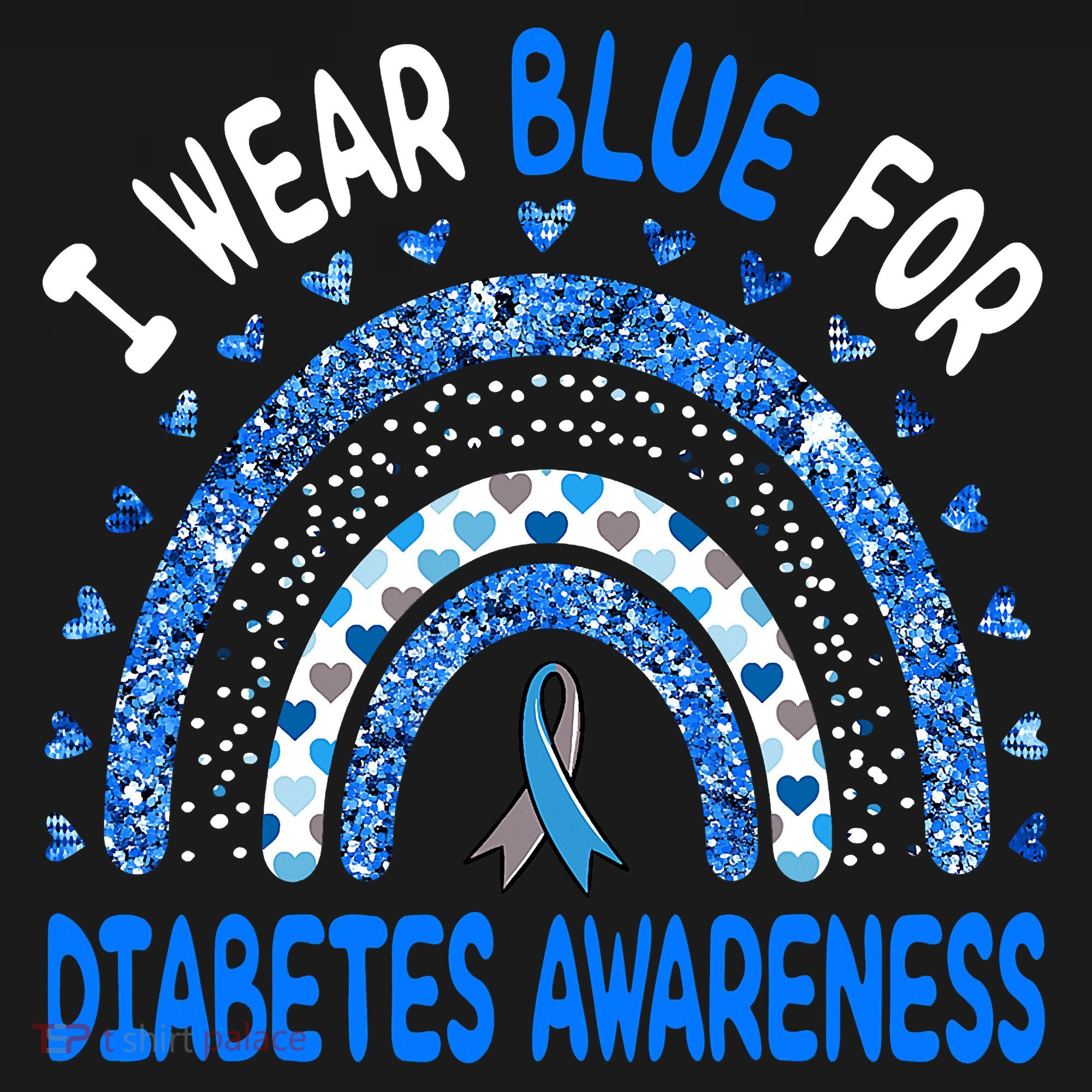 I Wear Blue For Diabetes Awareness Rainbow  Coaster