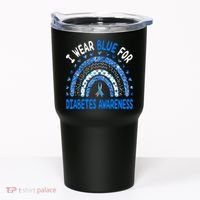 I Wear Blue For Diabetes Awareness Rainbow  Tumbler thumb 0