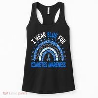 I Wear Blue For Diabetes Awareness Rainbow  Women's Tank Top thumb 0