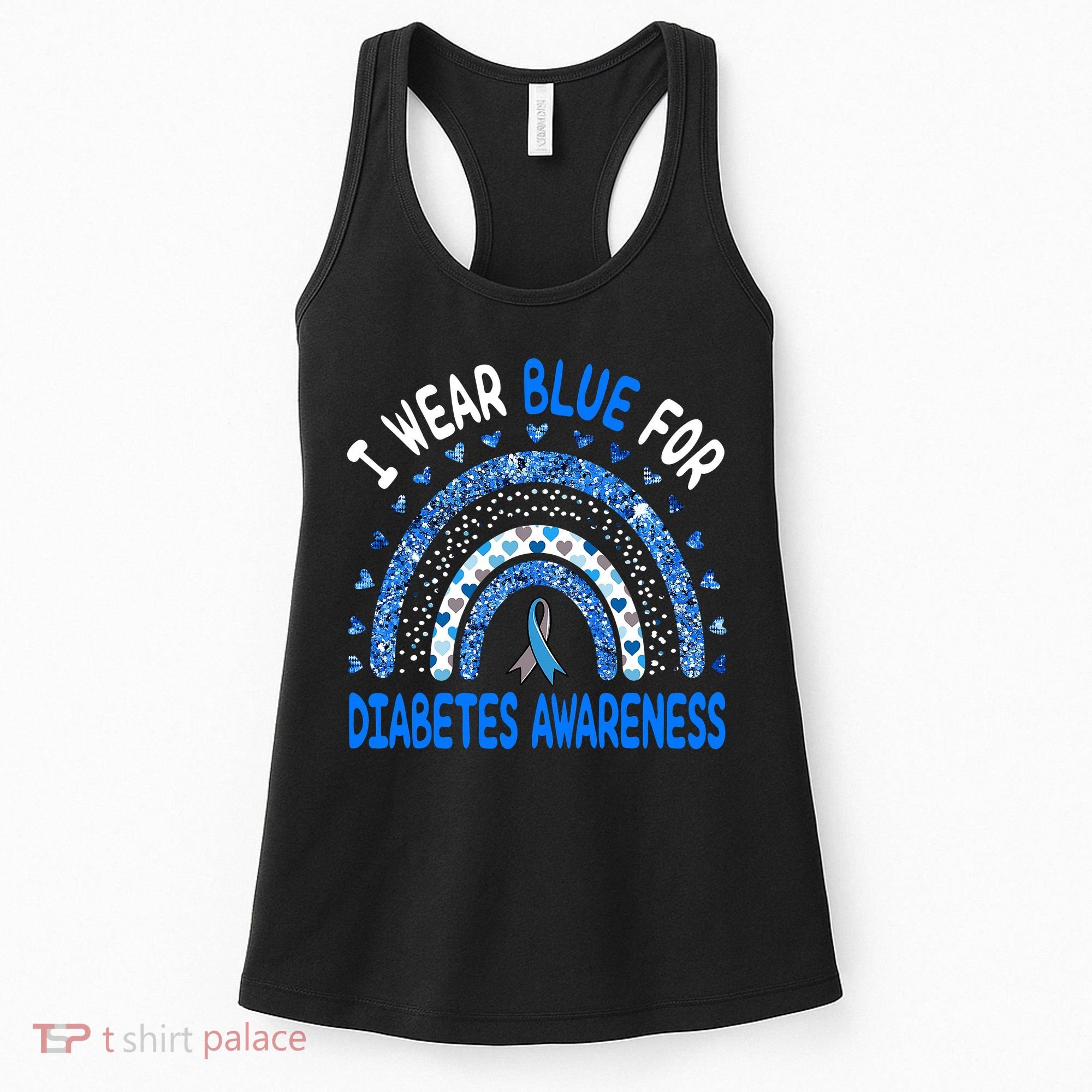 I Wear Blue For Diabetes Awareness Rainbow  Women's Tank Top