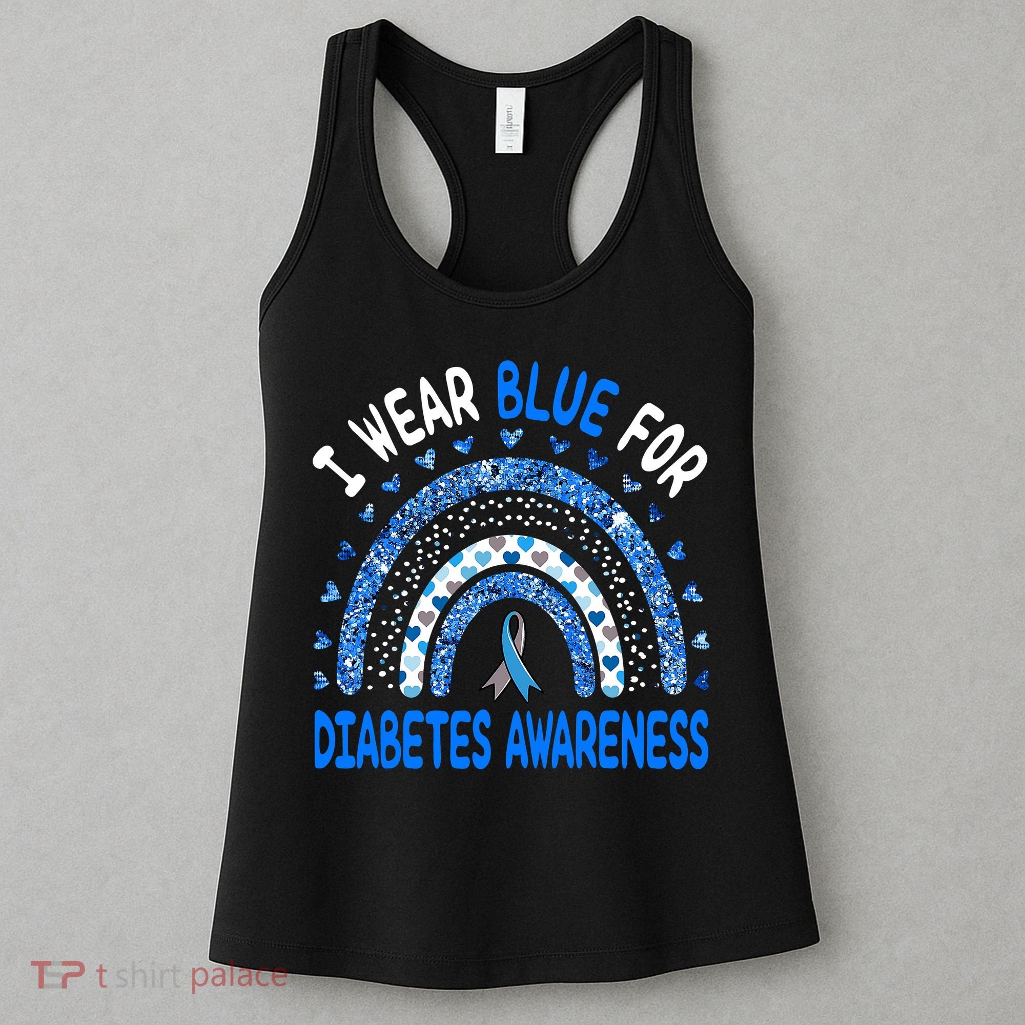 I Wear Blue For Diabetes Awareness Rainbow  Women's Tank Top