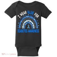I Wear Blue For Diabetes Awareness Rainbow  Baby Bodysuit thumb 0