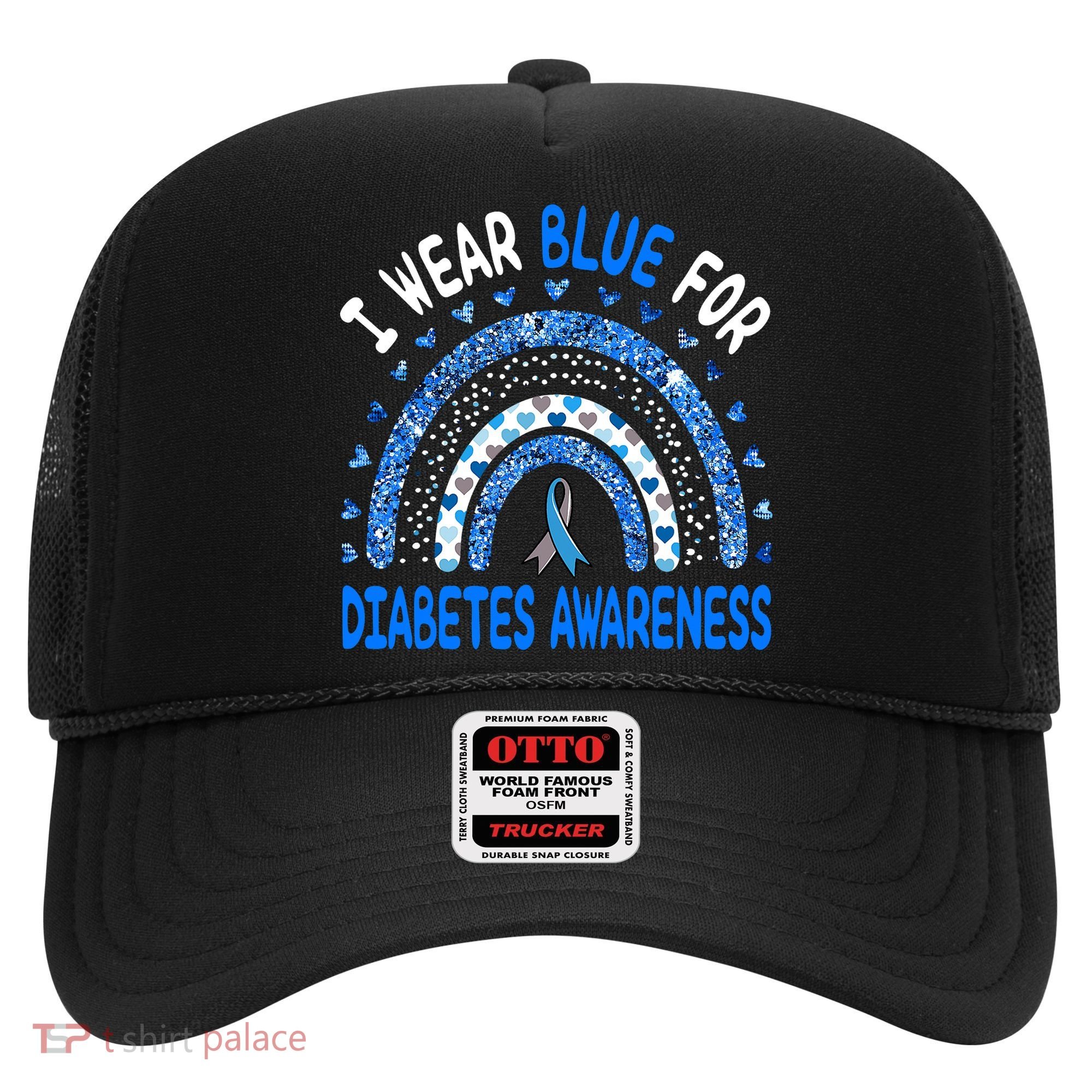 I Wear Blue For Diabetes Awareness Rainbow  Hat