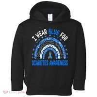 I Wear Blue For Diabetes Awareness Rainbow  Toddler Hoodie thumb 0